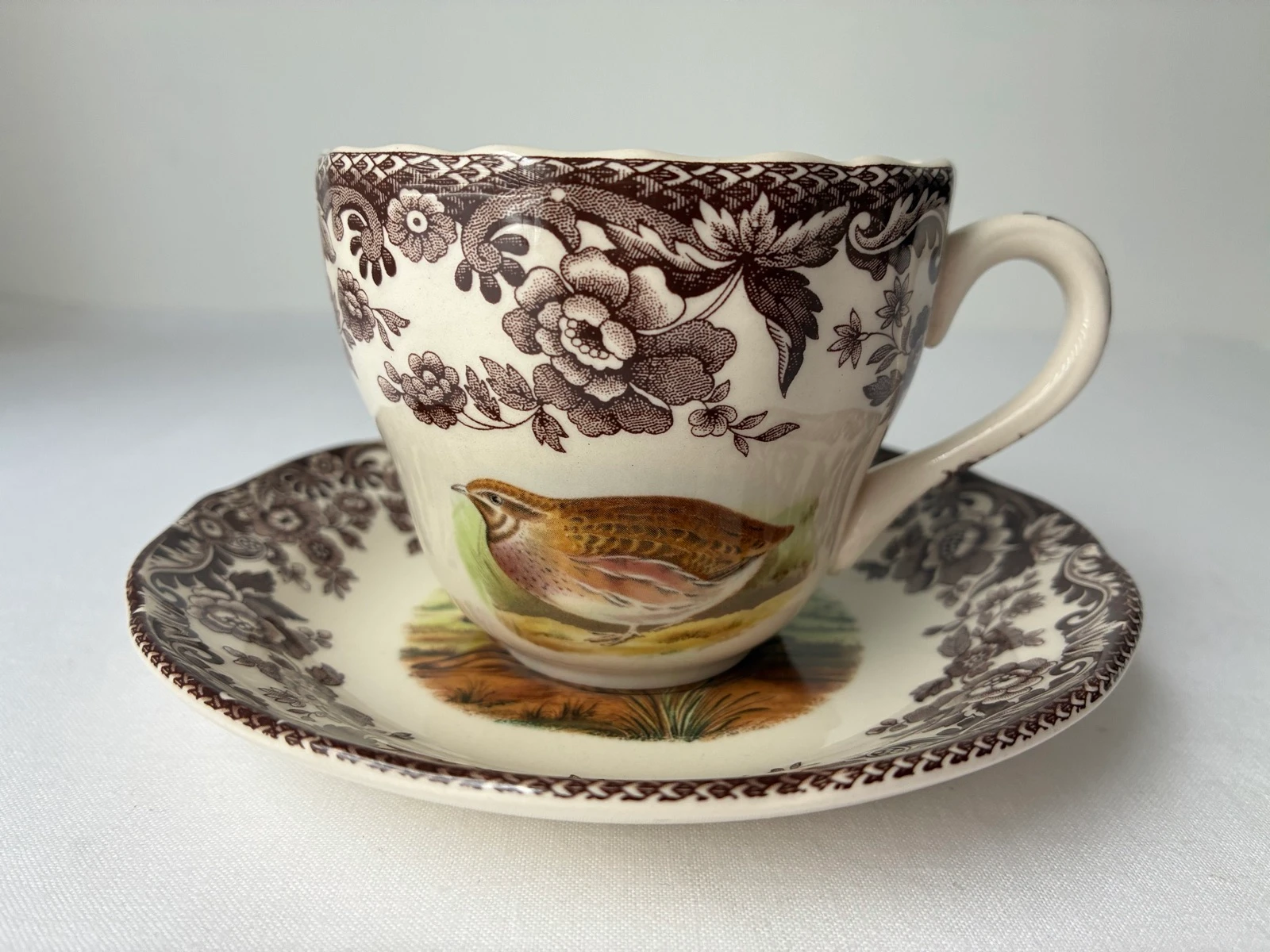 Vintage Spode Woodland Kwartel Kop en Schotel 